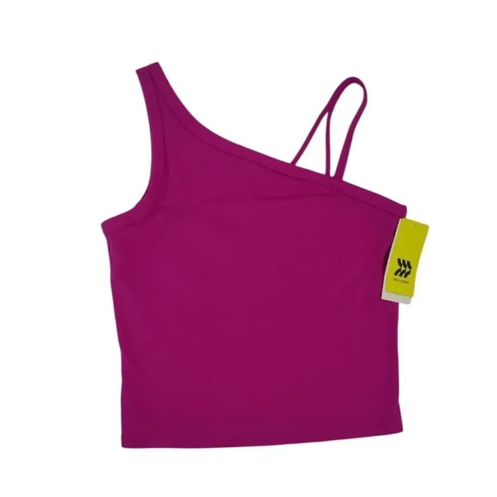 One-Shoulder Fuchsia Tank Top With Double Strap Design By All In Motion XL Size